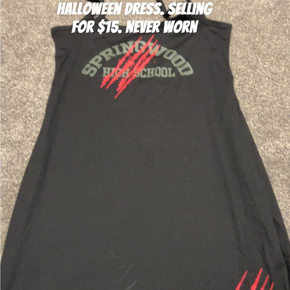 Black Halloween Dress with Red and Green Print